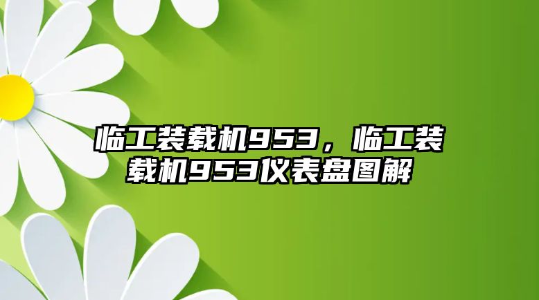 臨工裝載機953，臨工裝載機953儀表盤圖解