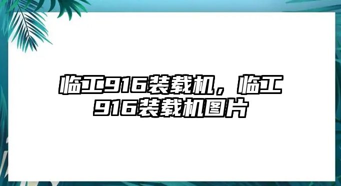 臨工916裝載機(jī)，臨工916裝載機(jī)圖片