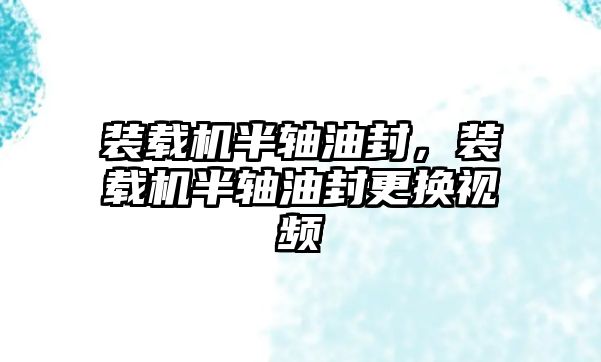 裝載機(jī)半軸油封，裝載機(jī)半軸油封更換視頻