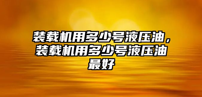 裝載機(jī)用多少號液壓油，裝載機(jī)用多少號液壓油最好