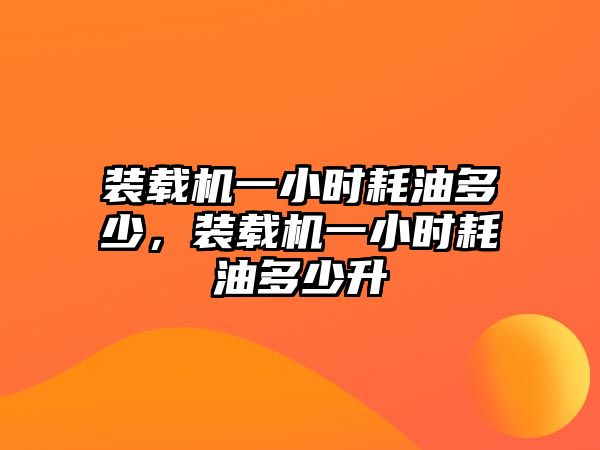 裝載機(jī)一小時(shí)耗油多少，裝載機(jī)一小時(shí)耗油多少升