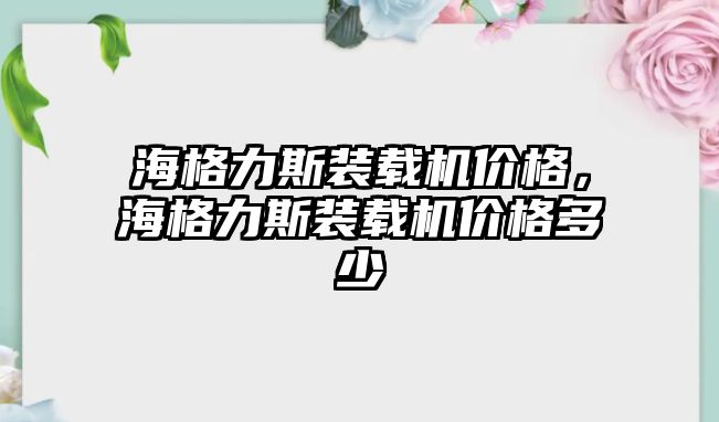 海格力斯裝載機價格，海格力斯裝載機價格多少