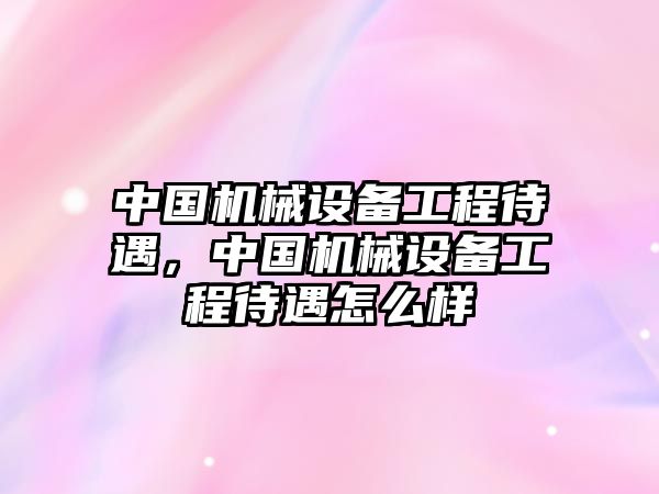 中國機(jī)械設(shè)備工程待遇，中國機(jī)械設(shè)備工程待遇怎么樣