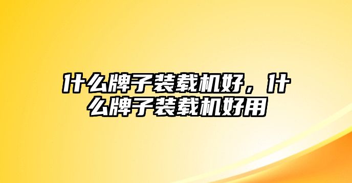 什么牌子裝載機好，什么牌子裝載機好用