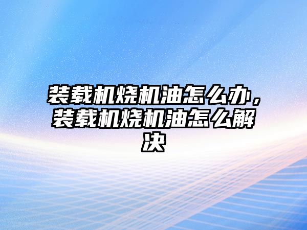 裝載機(jī)燒機(jī)油怎么辦，裝載機(jī)燒機(jī)油怎么解決