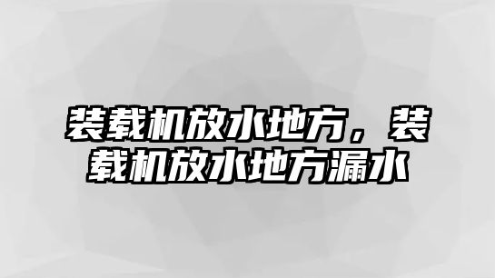 裝載機放水地方，裝載機放水地方漏水