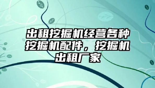 出租挖掘機經(jīng)營各種挖掘機配件，挖掘機出租廠家