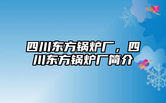 四川東方鍋爐廠，四川東方鍋爐廠簡介