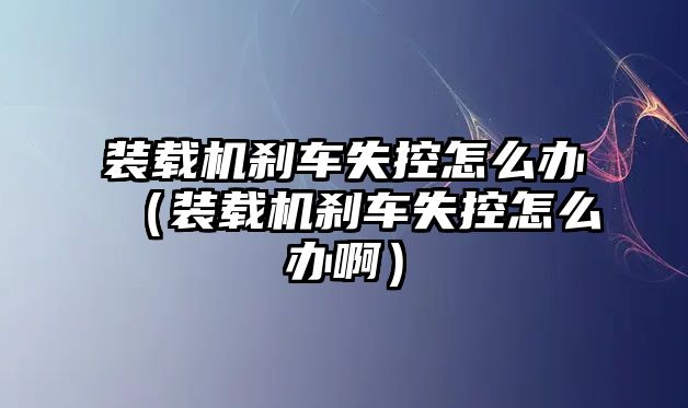 裝載機(jī)剎車失控怎么辦（裝載機(jī)剎車失控怎么辦?。?/>	
								</i>
								<p class=