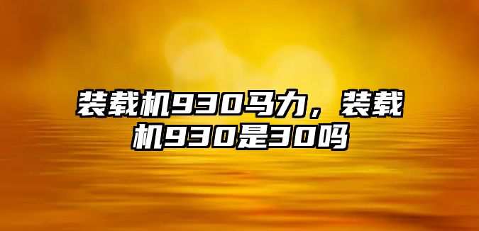 裝載機930馬力，裝載機930是30嗎