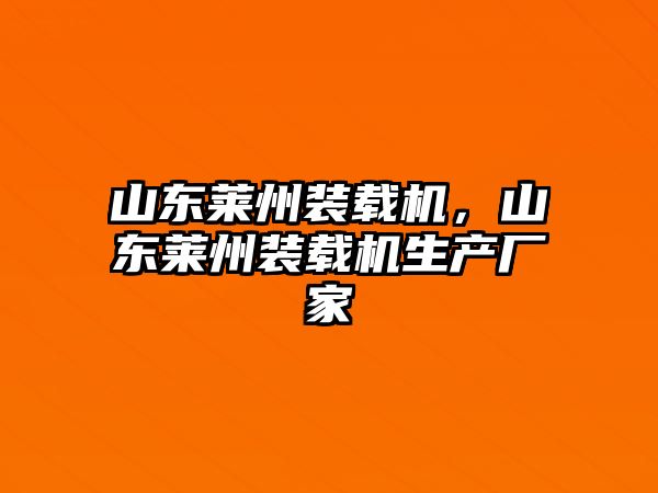 山東萊州裝載機，山東萊州裝載機生產(chǎn)廠家