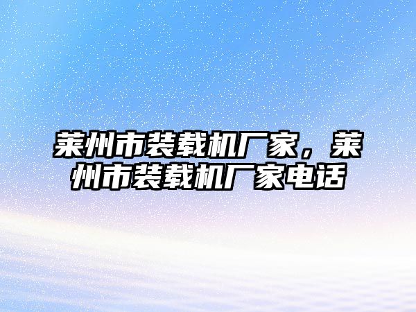 萊州市裝載機廠家，萊州市裝載機廠家電話