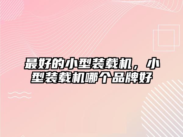 最好的小型裝載機(jī)，小型裝載機(jī)哪個(gè)品牌好