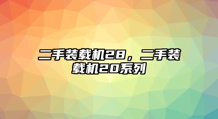 二手裝載機28，二手裝載機20系列