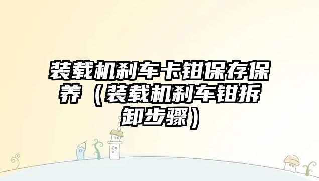 裝載機剎車卡鉗保存保養(yǎng)（裝載機剎車鉗拆卸步驟）