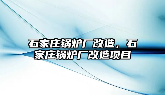 石家莊鍋爐廠改造，石家莊鍋爐廠改造項目