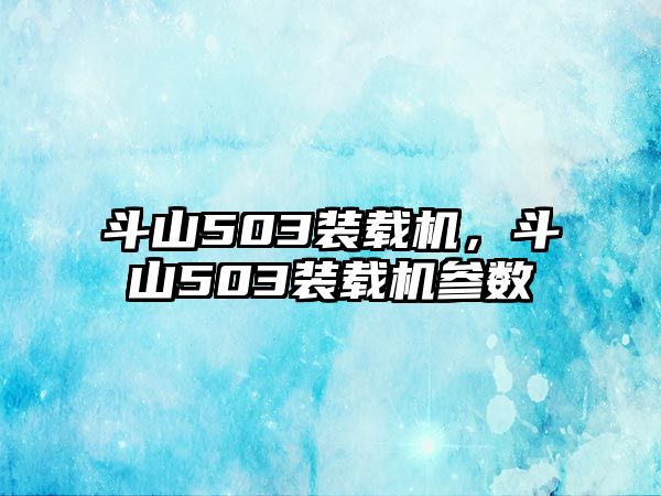 斗山503裝載機，斗山503裝載機參數