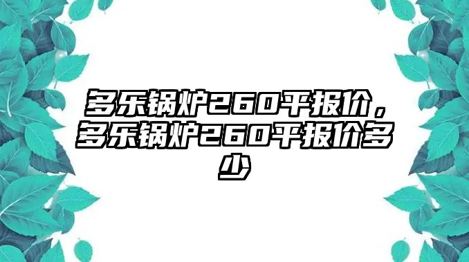 多樂(lè)鍋爐260平報(bào)價(jià)，多樂(lè)鍋爐260平報(bào)價(jià)多少