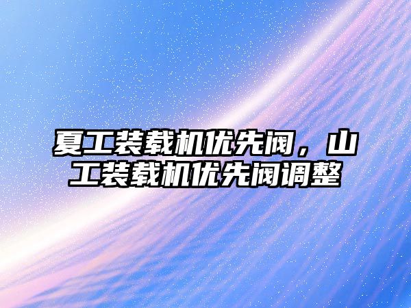 夏工裝載機優(yōu)先閥，山工裝載機優(yōu)先閥調(diào)整