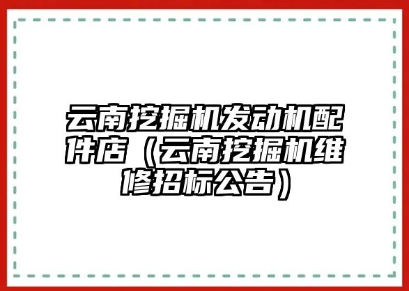 云南挖掘機發(fā)動機配件店（云南挖掘機維修招標公告）