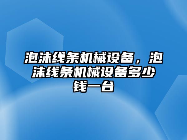 泡沫線條機(jī)械設(shè)備，泡沫線條機(jī)械設(shè)備多少錢一臺