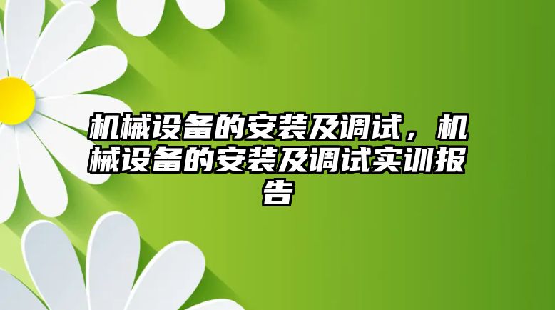 機械設(shè)備的安裝及調(diào)試，機械設(shè)備的安裝及調(diào)試實訓(xùn)報告