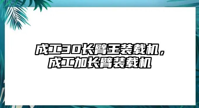 成工30長臂王裝載機，成工加長臂裝載機