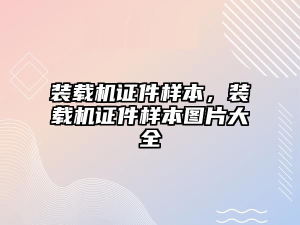 裝載機證件樣本，裝載機證件樣本圖片大全