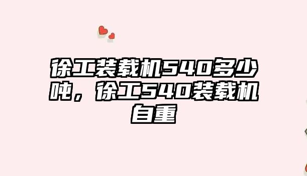 徐工裝載機540多少噸，徐工540裝載機自重