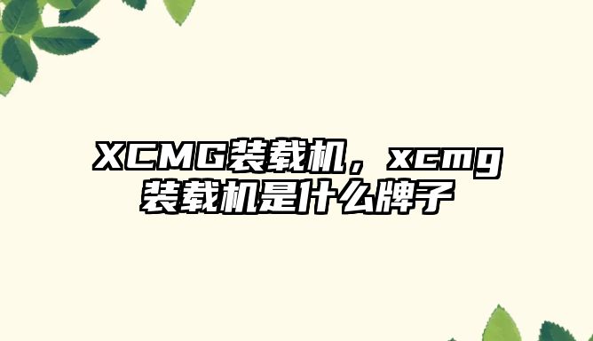 XCMG裝載機(jī)，xcmg裝載機(jī)是什么牌子