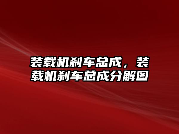 裝載機剎車總成，裝載機剎車總成分解圖