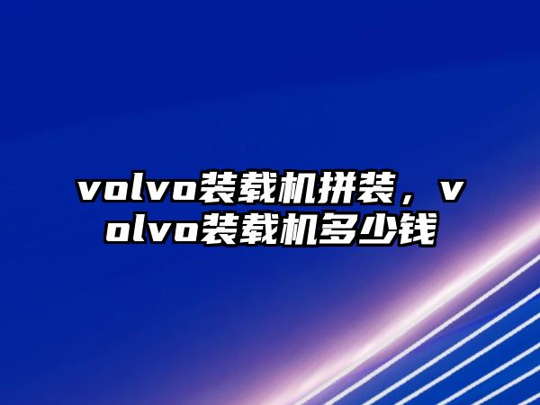 volvo裝載機拼裝，volvo裝載機多少錢