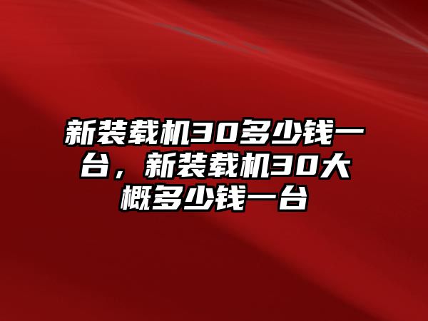 新裝載機(jī)30多少錢一臺，新裝載機(jī)30大概多少錢一臺