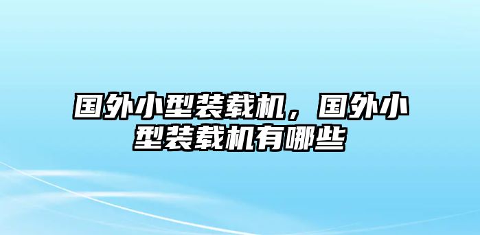 國外小型裝載機(jī)，國外小型裝載機(jī)有哪些