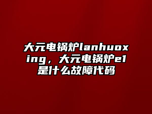 大元電鍋爐lanhuoxing，大元電鍋爐e1是什么故障代碼