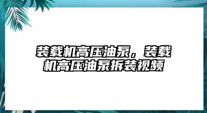 裝載機(jī)高壓油泵，裝載機(jī)高壓油泵拆裝視頻