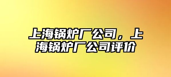 上海鍋爐廠公司，上海鍋爐廠公司評價