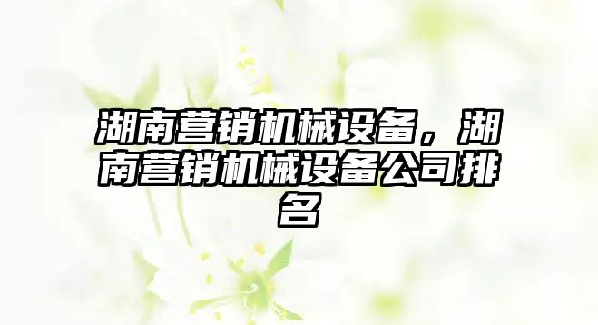 湖南營銷機械設備，湖南營銷機械設備公司排名