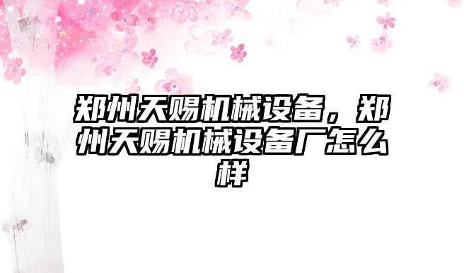 鄭州天賜機(jī)械設(shè)備，鄭州天賜機(jī)械設(shè)備廠怎么樣