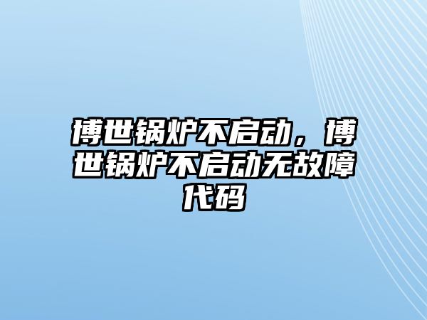 博世鍋爐不啟動，博世鍋爐不啟動無故障代碼