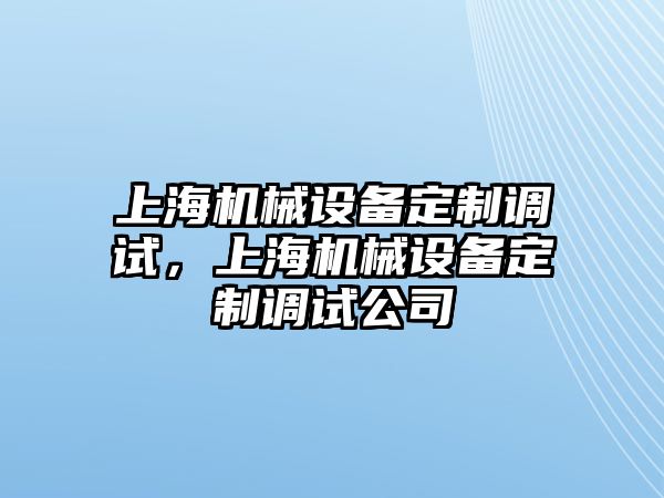 上海機(jī)械設(shè)備定制調(diào)試，上海機(jī)械設(shè)備定制調(diào)試公司