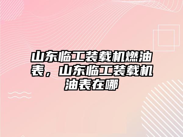 山東臨工裝載機燃油表，山東臨工裝載機油表在哪