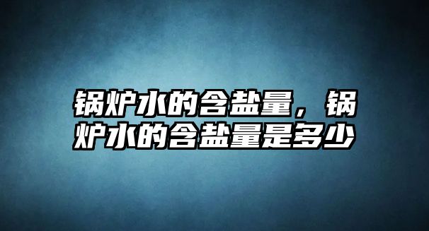 鍋爐水的含鹽量，鍋爐水的含鹽量是多少