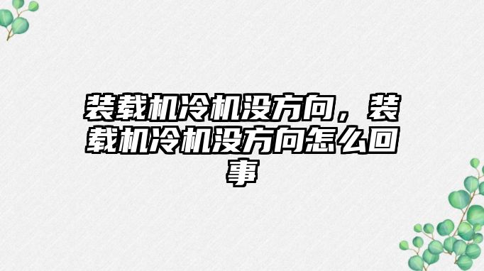 裝載機冷機沒方向，裝載機冷機沒方向怎么回事