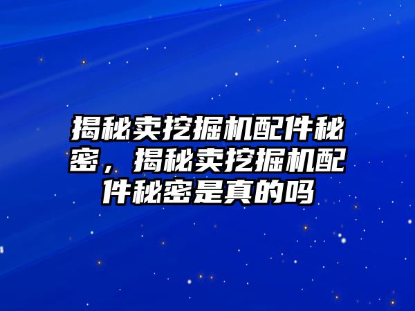 揭秘賣挖掘機(jī)配件秘密，揭秘賣挖掘機(jī)配件秘密是真的嗎