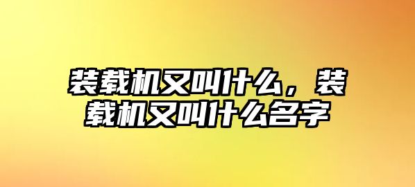 裝載機(jī)又叫什么，裝載機(jī)又叫什么名字