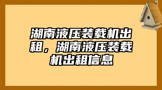 湖南液壓裝載機出租，湖南液壓裝載機出租信息