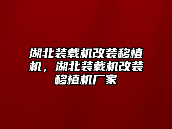 湖北裝載機改裝移植機，湖北裝載機改裝移植機廠家