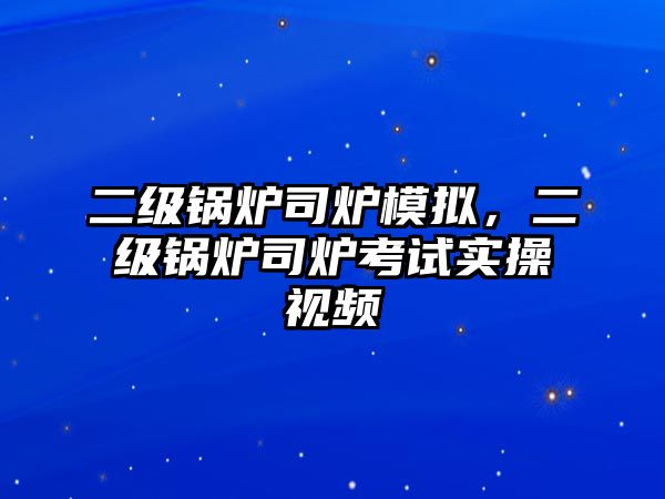 二級鍋爐司爐模擬，二級鍋爐司爐考試實操視頻