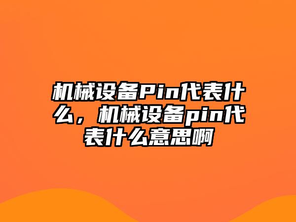 機(jī)械設(shè)備Pin代表什么，機(jī)械設(shè)備pin代表什么意思啊